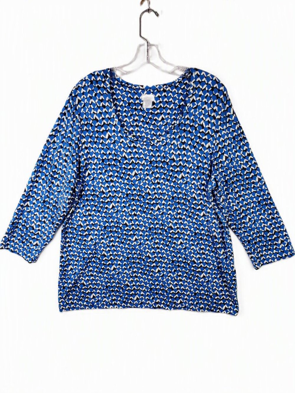 CHICO'S Tunic Top Stretch Jersey Rayon Abstract Geometrical Print size XL (3)
